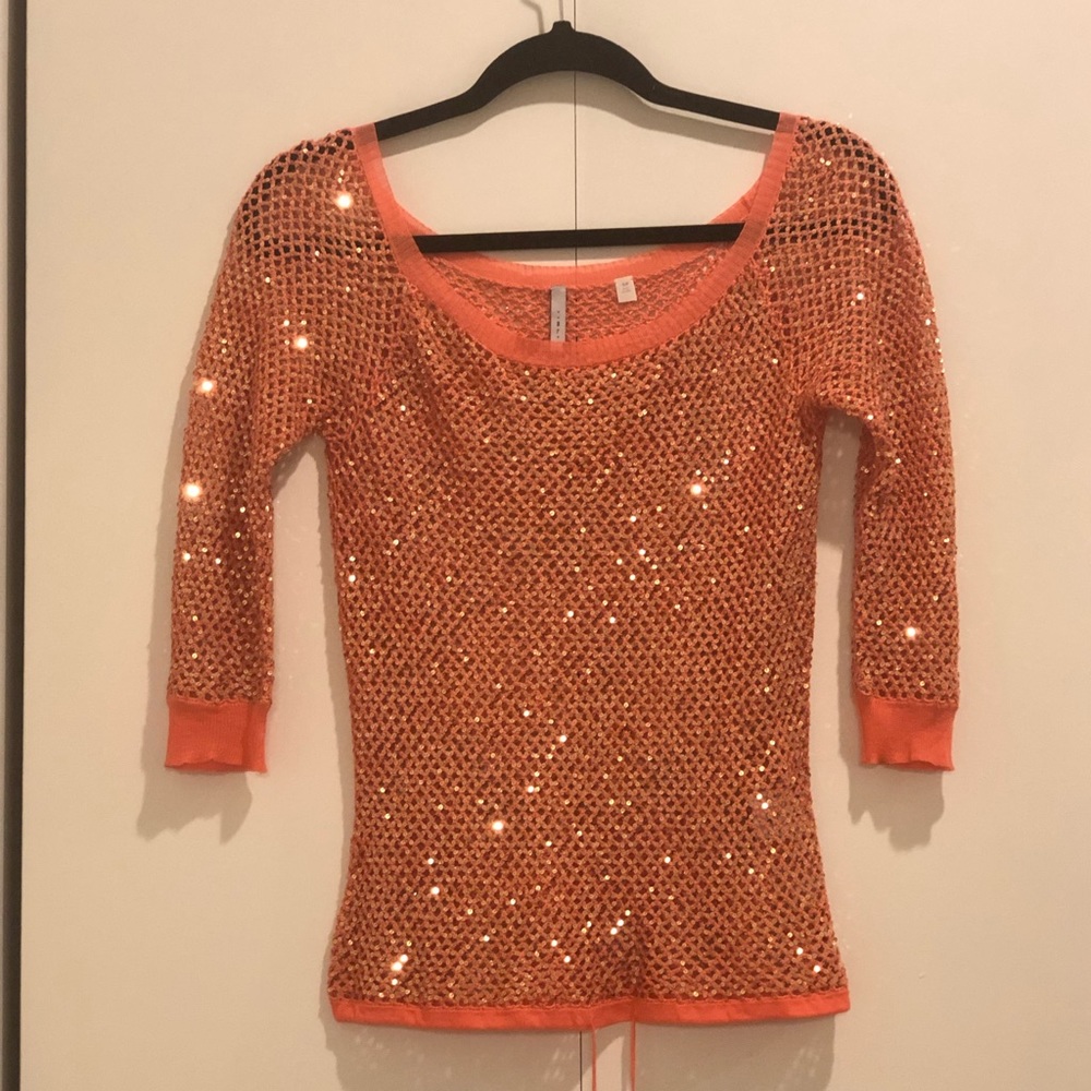IISLI Peach Orange Half Sleeve Top